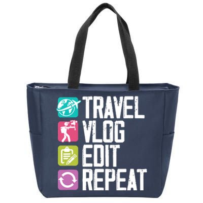 Travel Vlog Edit Vlogger Videographer Video Editor Vlogging Zip Tote Bag