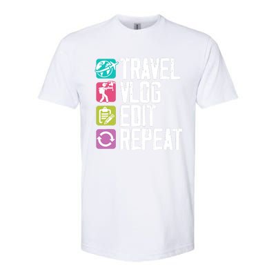 Travel Vlog Edit Vlogger Videographer Video Editor Vlogging Softstyle® CVC T-Shirt