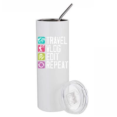 Travel Vlog Edit Vlogger Videographer Video Editor Vlogging Stainless Steel Tumbler