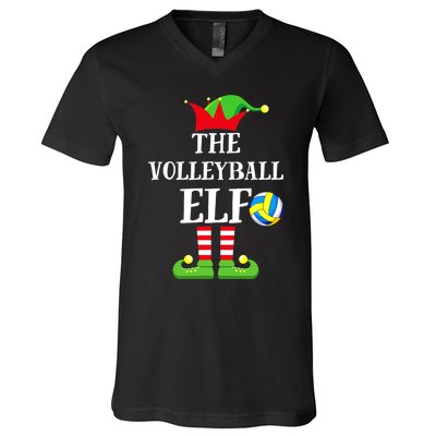 The Volleyball Elf Matching Volleyball Player Christmas V-Neck T-Shirt