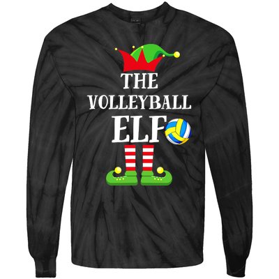 The Volleyball Elf Matching Volleyball Player Christmas Tie-Dye Long Sleeve Shirt