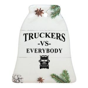 Truckers VS Everybody Truck Ceramic Bell Ornament