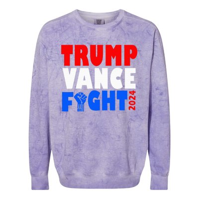 Trump Vance Fight Raised Fist Donald Trump 2024 Colorblast Crewneck Sweatshirt