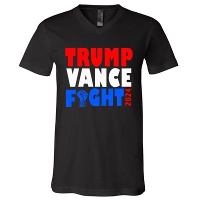 Trump Vance Fight Raised Fist Donald Trump 2024 V-Neck T-Shirt