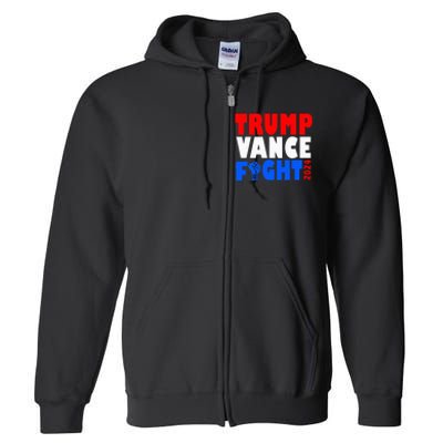 Trump Vance Fight Raised Fist Donald Trump 2024 Full Zip Hoodie