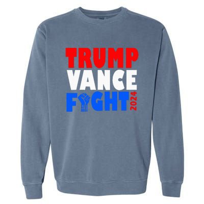 Trump Vance Fight Raised Fist Donald Trump 2024 Garment-Dyed Sweatshirt