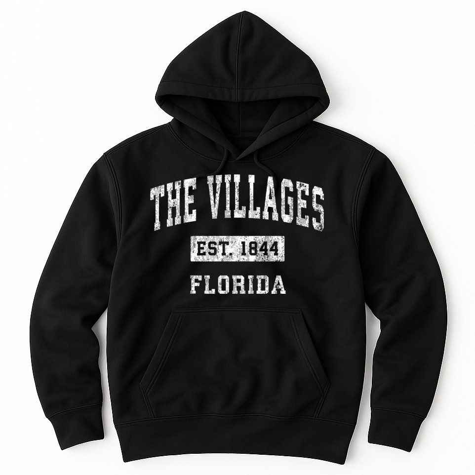 The Villages Florida Fl Vintage Sports Design Established Hoodie