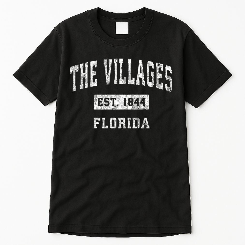 The Villages Florida Fl Vintage Sports Design Established Tall T-Shirt