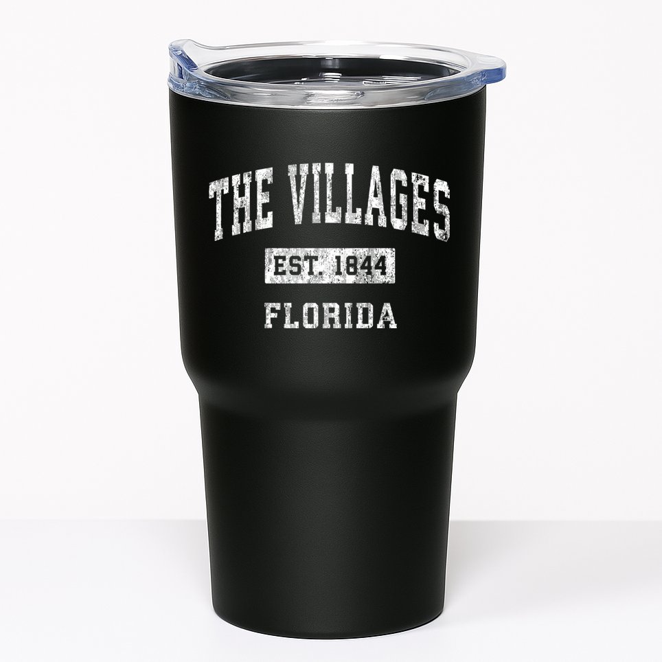 The Villages Florida Fl Vintage Sports Design Established Tumbler