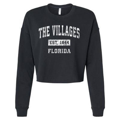 The Villages Florida Fl Vintage Sports Design Established Cropped Pullover Crew