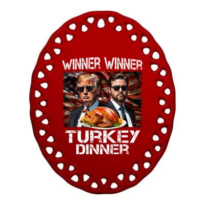 Trump Vance Funny Winner Winner Turkey Dinner Thanksgiving Ceramic Oval Ornament