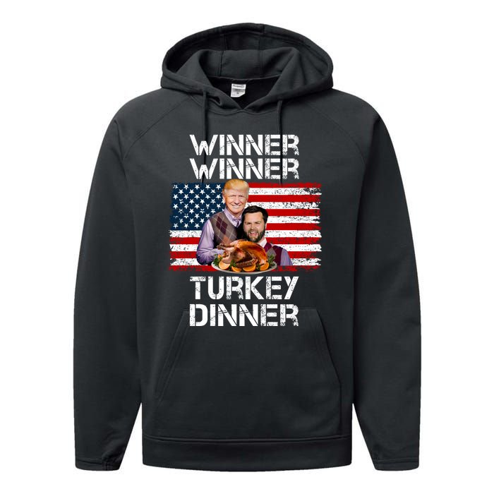 Trump Vance Funny Winner Winner Turkey Dinner Thanksgiving Performance Fleece Hoodie