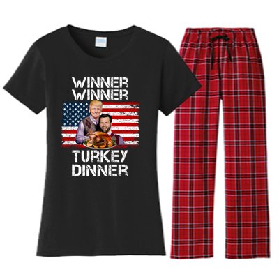 Trump Vance Funny Winner Winner Turkey Dinner Thanksgiving Women's Flannel Pajama Set