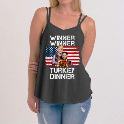 Trump Vance Funny Winner Winner Turkey Dinner Thanksgiving Women's Strappy Tank