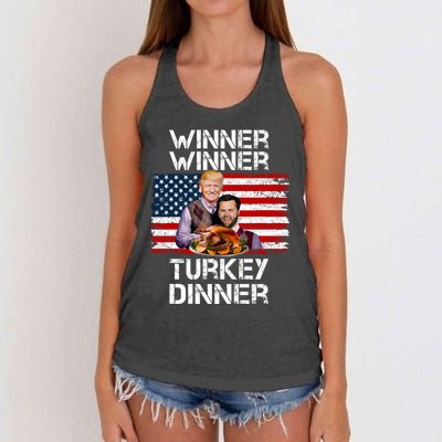 Trump Vance Funny Winner Winner Turkey Dinner Thanksgiving Women's Knotted Racerback Tank