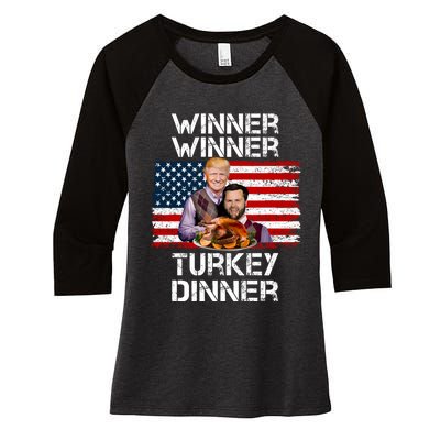 Trump Vance Funny Winner Winner Turkey Dinner Thanksgiving Women's Tri-Blend 3/4-Sleeve Raglan Shirt