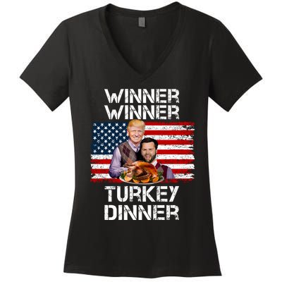 Trump Vance Funny Winner Winner Turkey Dinner Thanksgiving Women's V-Neck T-Shirt