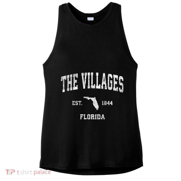 The Villages Florida Fl Vintage Sports Ladies PosiCharge Tri-Blend Wicking Tank