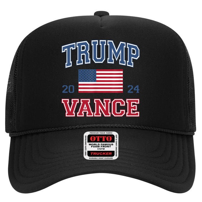 Trump Vance For President 2024 Campaign Us Election High Crown Mesh Back Trucker Hat