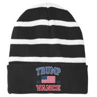 Trump Vance For President 2024 Campaign Us Election Striped Beanie with Solid Band