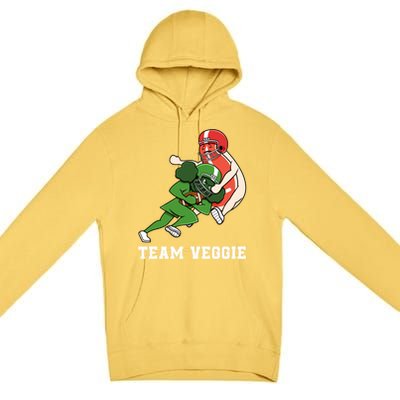 Team Veggie Football Vegetarian Plant Powered Gift Premium Pullover Hoodie