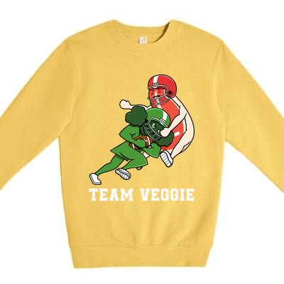 Team Veggie Football Vegetarian Plant Powered Gift Premium Crewneck Sweatshirt