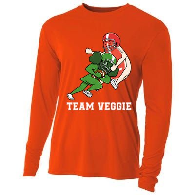 Team Veggie Football Vegetarian Plant Powered Gift Cooling Performance Long Sleeve Crew