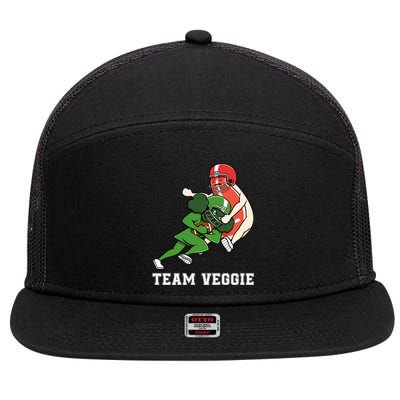 Team Veggie Football Vegetarian Plant Powered Gift 7 Panel Mesh Trucker Snapback Hat