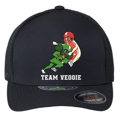 Team Veggie Football Vegetarian Plant Powered Gift Flexfit Unipanel Trucker Cap