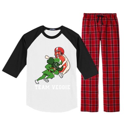 Team Veggie Football Vegetarian Plant Powered Gift Raglan Sleeve Pajama Set