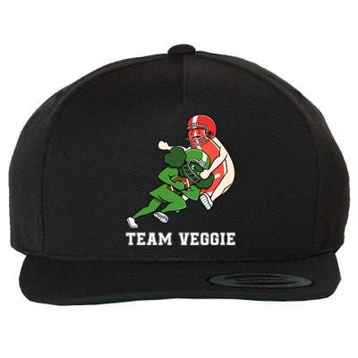 Team Veggie Football Vegetarian Plant Powered Gift Wool Snapback Cap