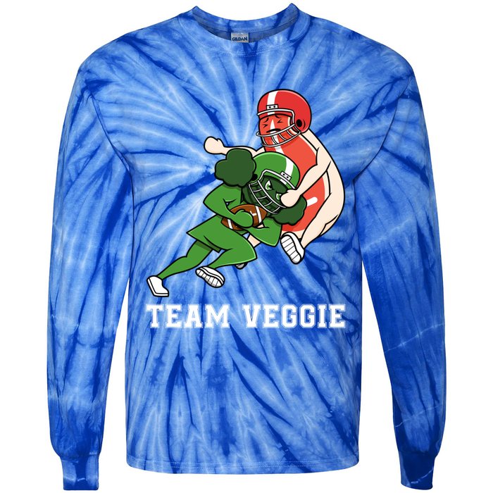 Team Veggie Football Vegetarian Plant Powered Gift Tie-Dye Long Sleeve Shirt