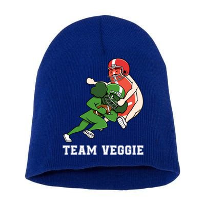 Team Veggie Football Vegetarian Plant Powered Gift Short Acrylic Beanie