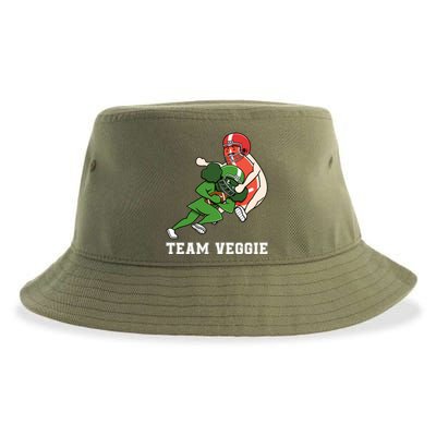 Team Veggie Football Vegetarian Plant Powered Gift Sustainable Bucket Hat