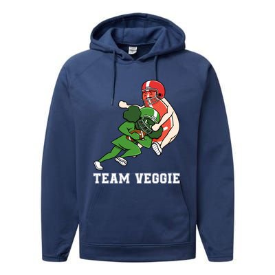 Team Veggie Football Vegetarian Plant Powered Gift Performance Fleece Hoodie