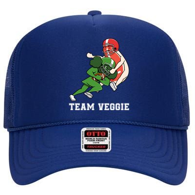 Team Veggie Football Vegetarian Plant Powered Gift High Crown Mesh Back Trucker Hat