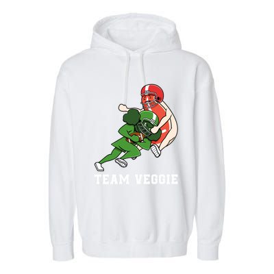 Team Veggie Football Vegetarian Plant Powered Gift Garment-Dyed Fleece Hoodie