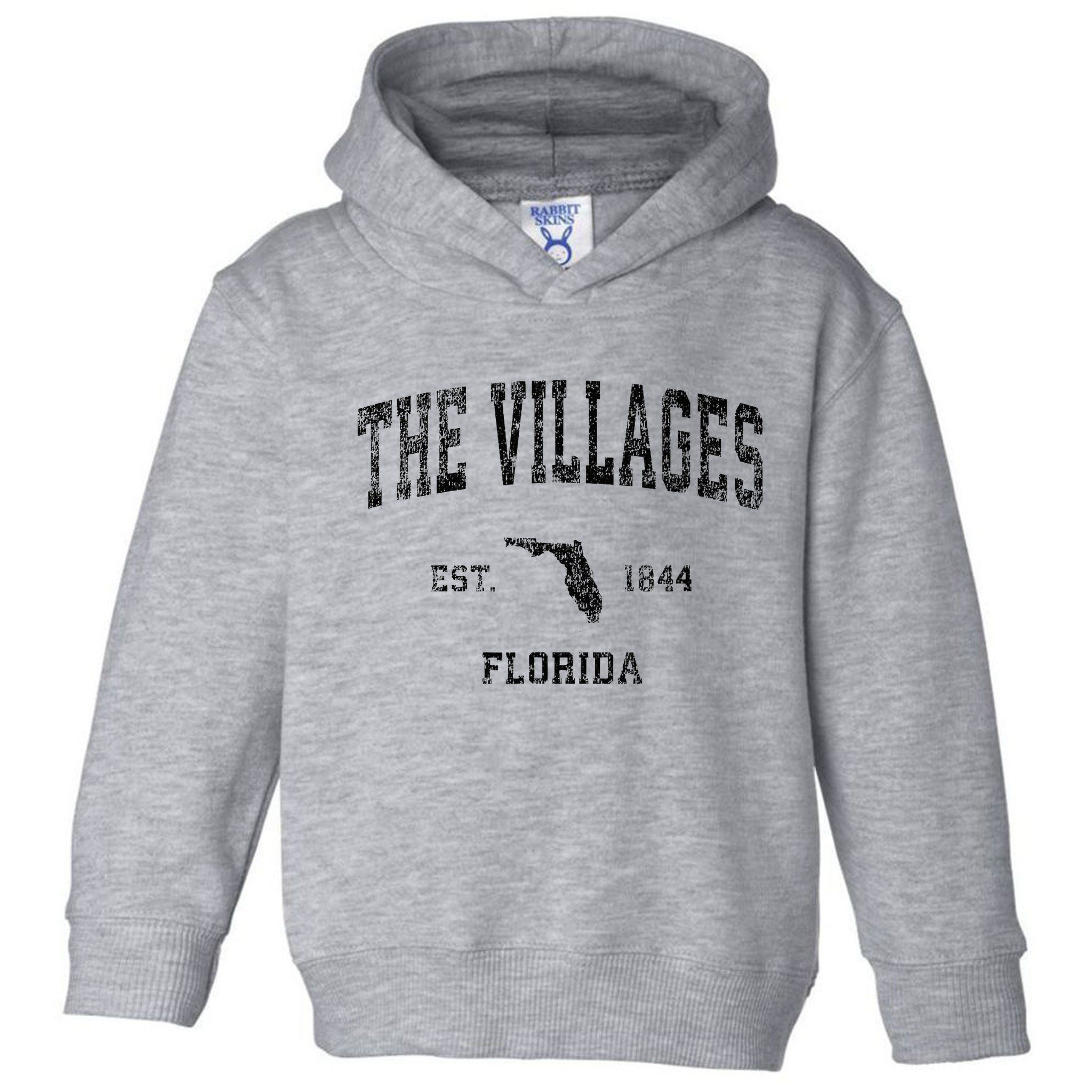 The Villages Florida Fl Vintage Sports Design Black Print Toddler Hoodie