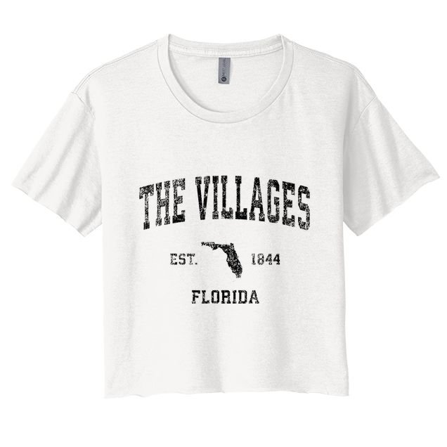 The Villages Florida Fl Vintage Sports Design Black Print Crop Top