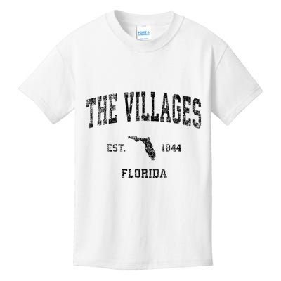 The Villages Florida Fl Vintage Sports Design Black Print Kids T-Shirt