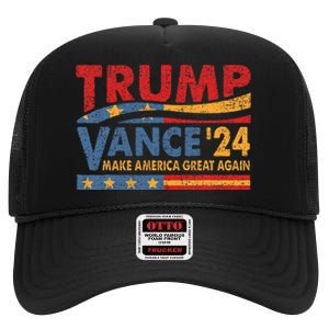 Trump Vance For President 2024 Campaign Us Election High Crown Mesh Back Trucker Hat