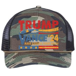 Trump Vance For President 2024 Campaign Us Election Retro Rope Trucker Hat Cap