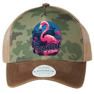 Tropical Vibes Flamingo Retro Palm Tree Legacy Tie Dye Trucker Hat