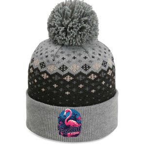 Tropical Vibes Flamingo Retro Palm Tree The Baniff Cuffed Pom Beanie