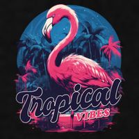 Tropical Vibes Flamingo Retro Palm Tree Ladies PosiCharge Tri-Blend Wicking Tank