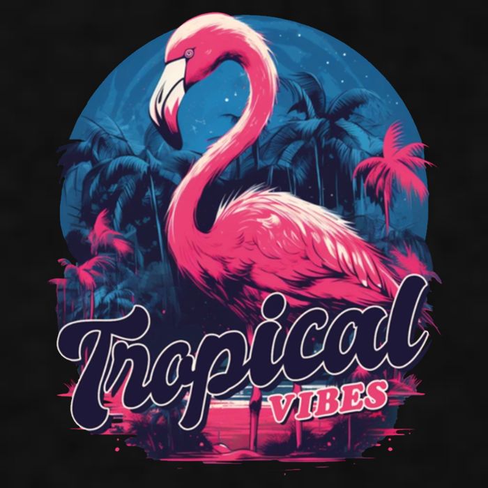 Tropical Vibes Flamingo Retro Palm Tree Ladies PosiCharge Tri-Blend Wicking Tank