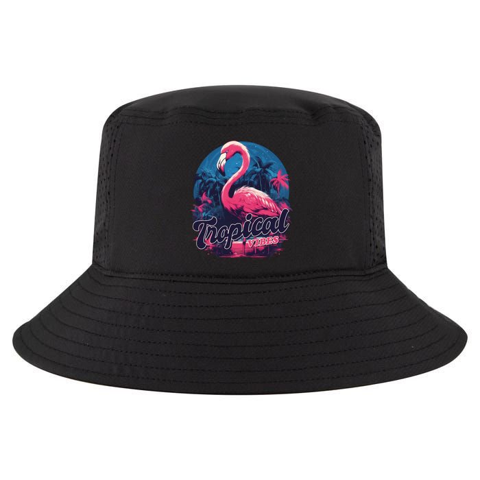 Tropical Vibes Flamingo Retro Palm Tree Cool Comfort Performance Bucket Hat