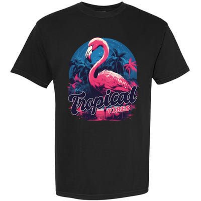 Tropical Vibes Flamingo Retro Palm Tree Garment-Dyed Heavyweight T-Shirt