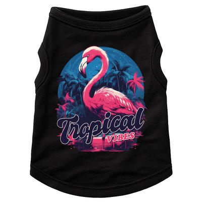 Tropical Vibes Flamingo Retro Palm Tree Doggie Tank