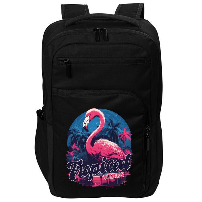 Tropical Vibes Flamingo Retro Palm Tree Impact Tech Backpack
